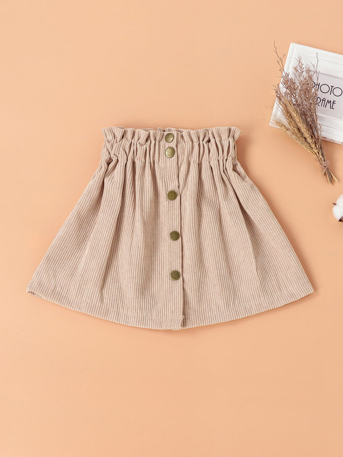 Toddler Girls Corduroy Paperbag Waist Skirt Apricot