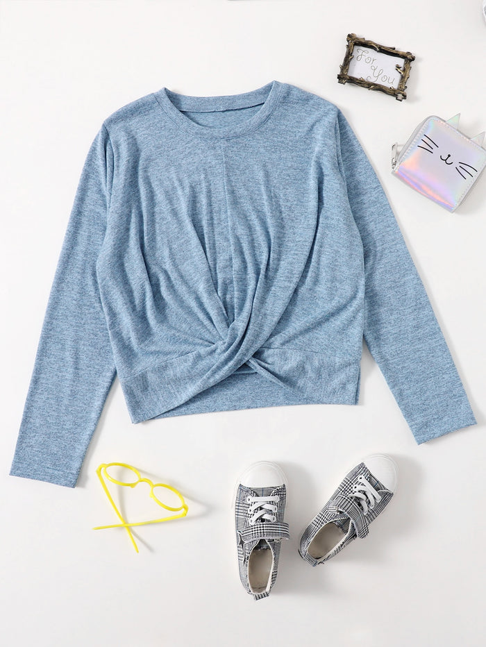 Girls Space Dye Twist Hem Tee