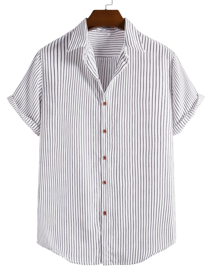 Men Striped Button Through Shirt