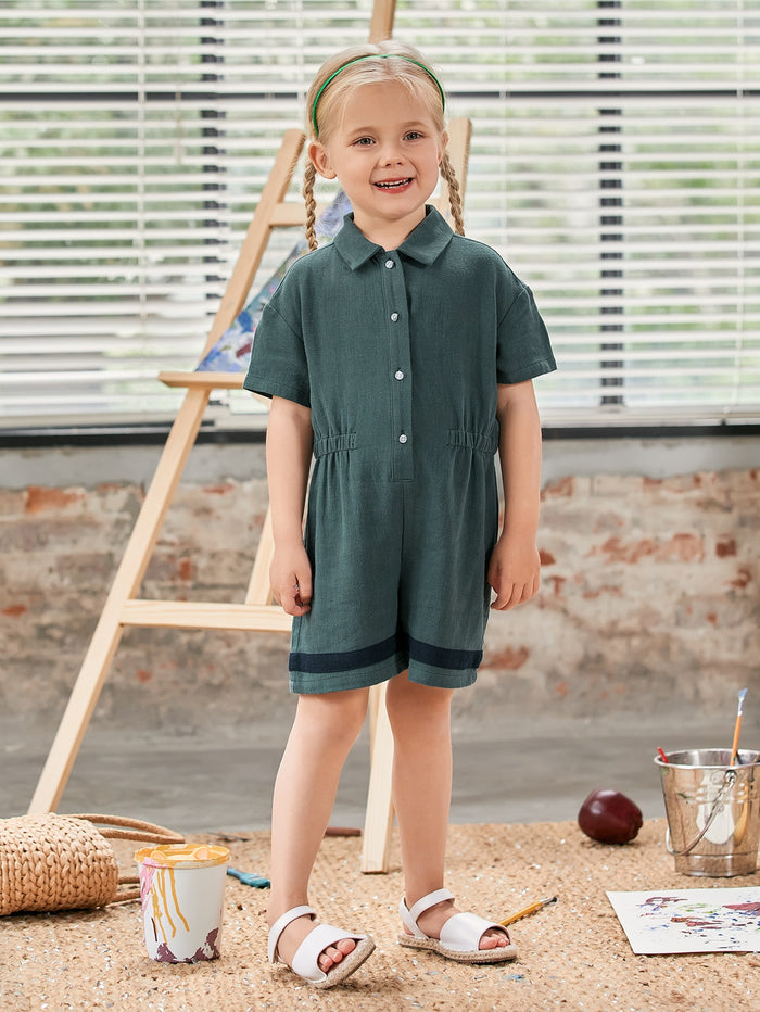 Toddler Girls Drop Shoulder Striped Romper