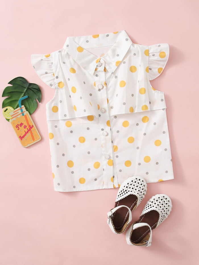 Toddler Girls Polka Dot Ruffle Blouse