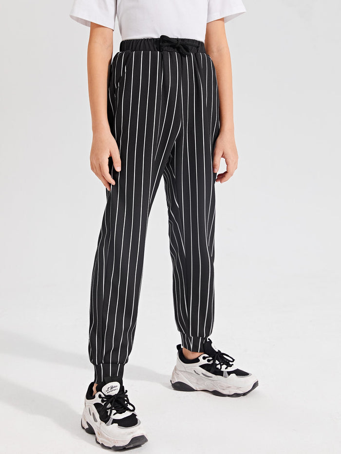 Boys Knot Waist Striped Pants
