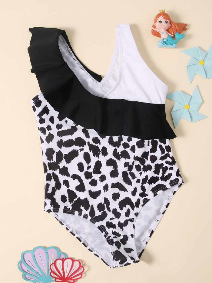 Toddler Girls Graphic Ruffle One Piece Swimsuit
