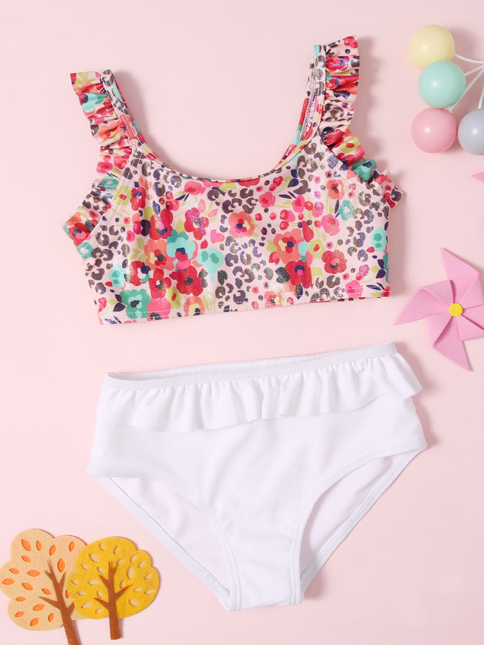 Toddler Girls Floral Ruffle Bikini Swimsuit