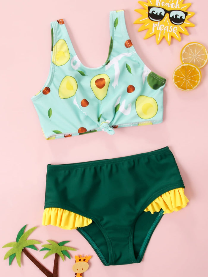Toddler Girls Avocado Print Bikini Swimsuit