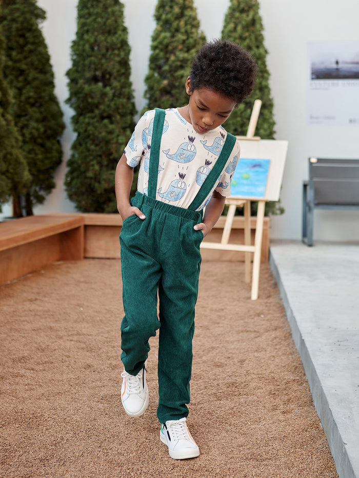 Boys Cord Pinafore Jumpsuit