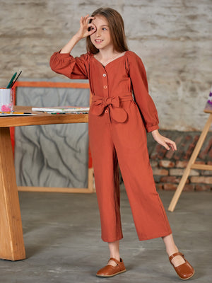 Girls Lantern Sleeve Belted Palazzo Jumpsuit – Rakhi Stores