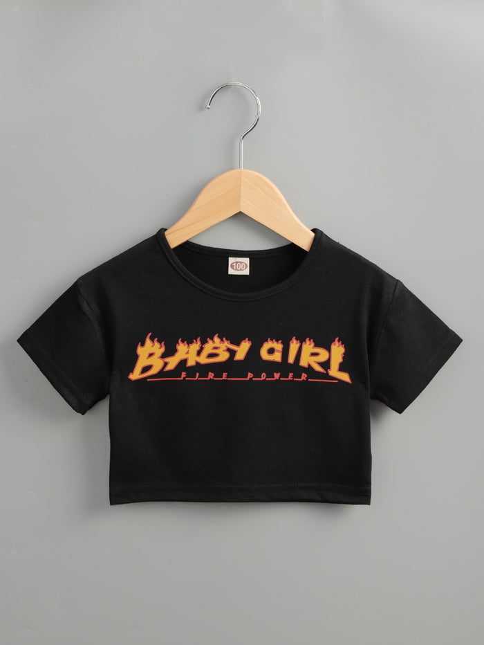 Toddler Girls Letter Graphic Crop Tee