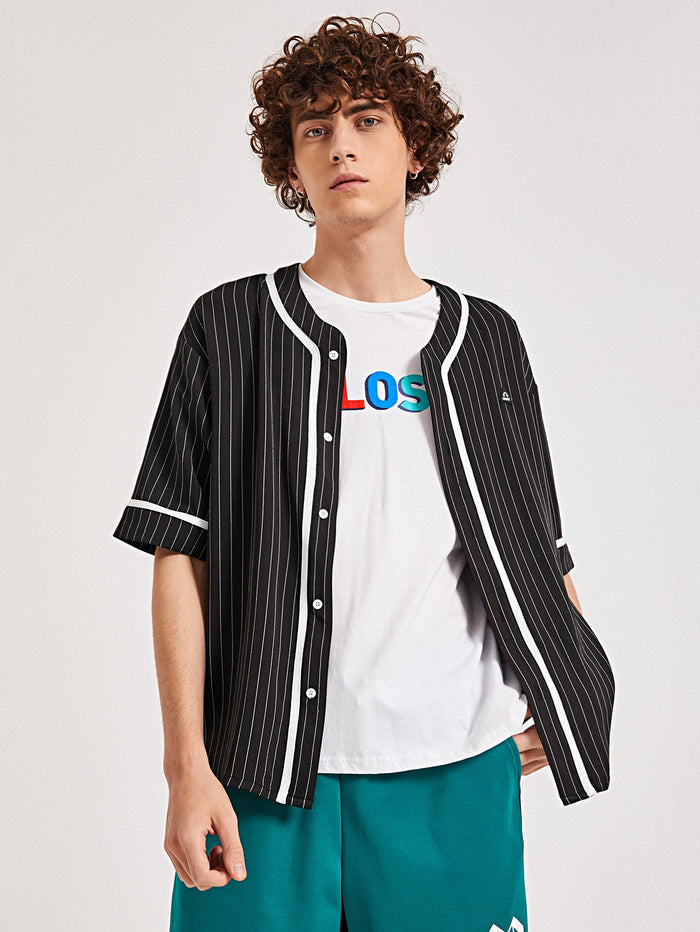 Men Striped Button Up Shirt
