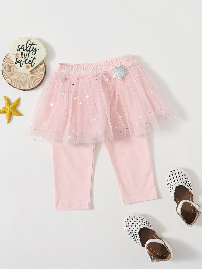 Toddler Girls Contrast Galaxy Mesh Leggings