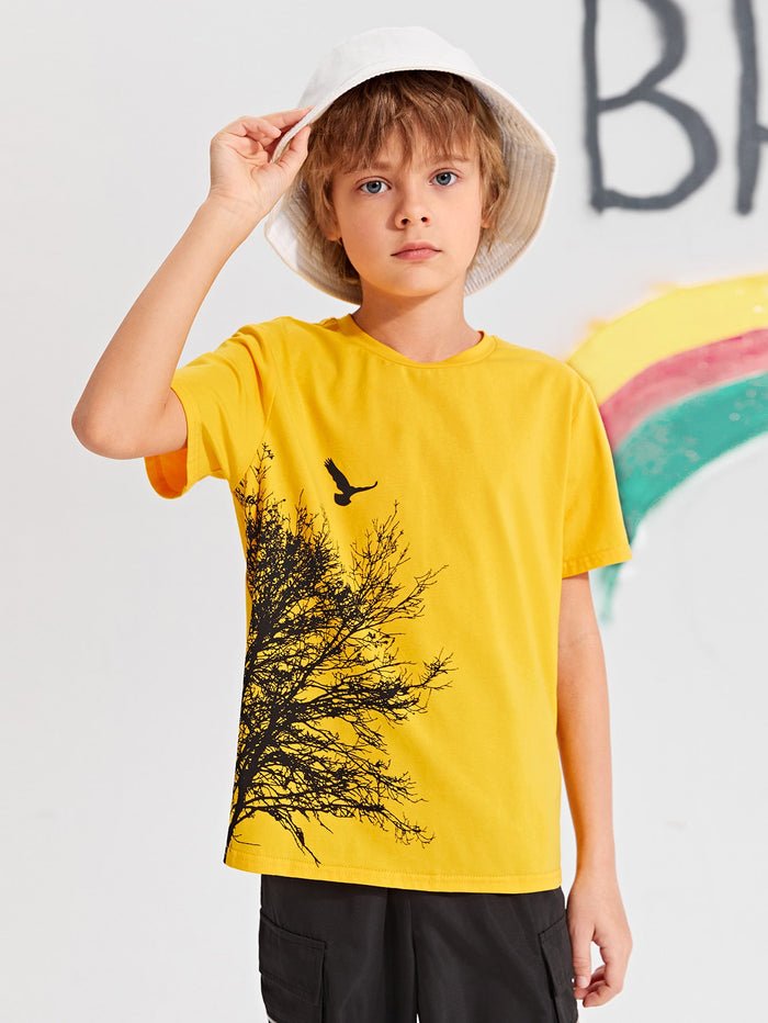 Boys Bird and Tree Print Top