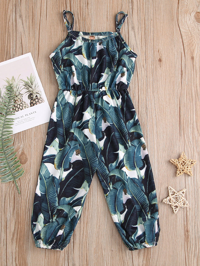 Toddler Girls Tropical Print Cami Jumpsuit