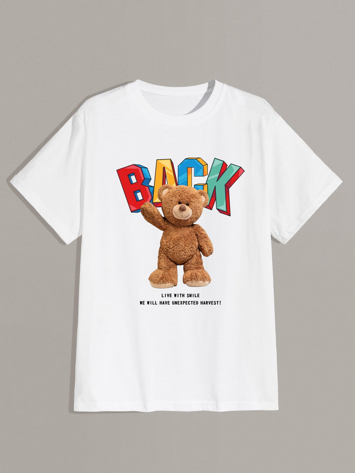 Men Cartoon & Slogan Graphic Tee White