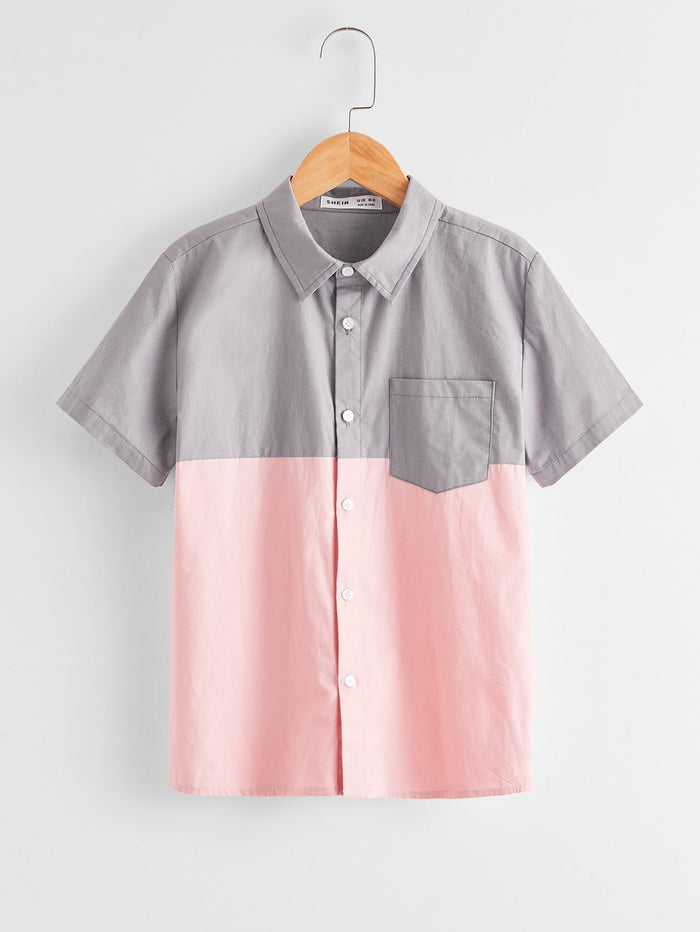 Boys Colorblock Patch Pocket Shirt