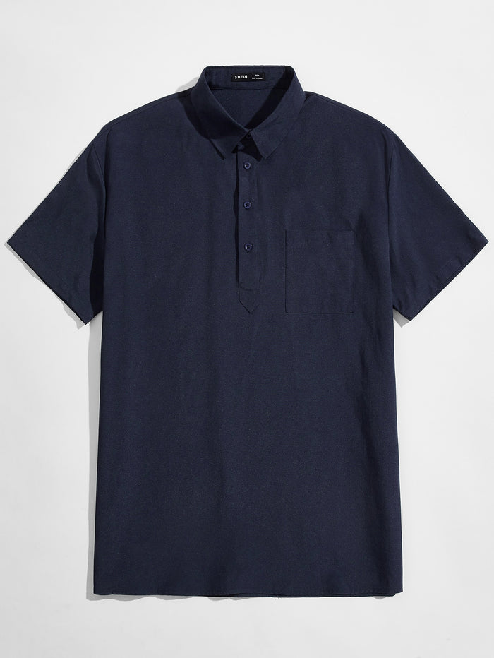 Men Solid Pocket Front Shirt