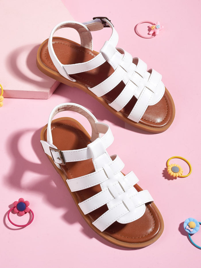 Toddler Girls Buckle Decor Gladiator Sandals White