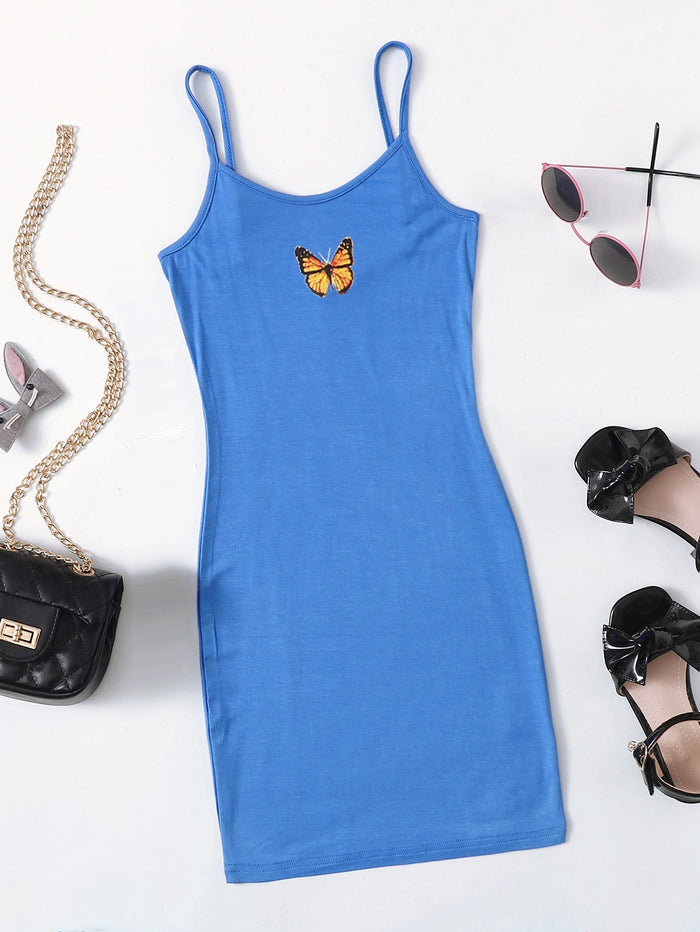 Girls Butterfly Print Dress Bright