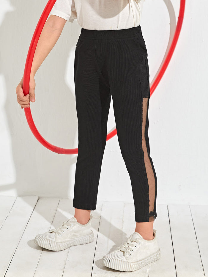 Toddler Girls Contrast Mesh Side Leggings