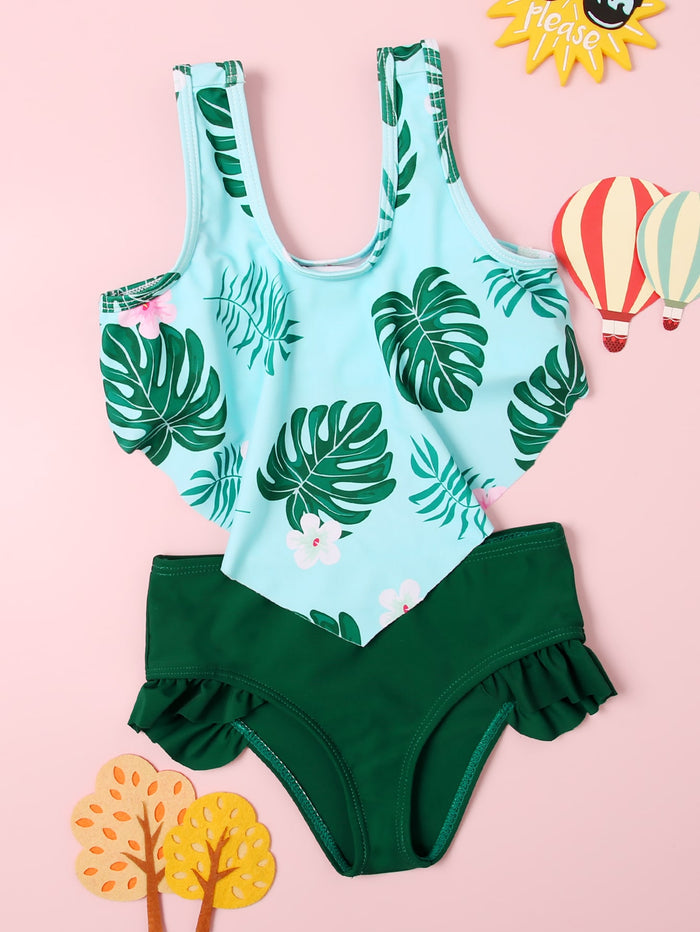 Toddler Girls Tropical Hanky Hem Bikini Swimsuit