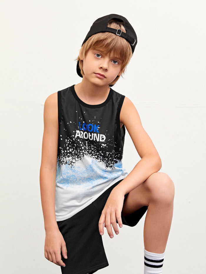 Boys Letter Graphic Tie Dye Tank Top