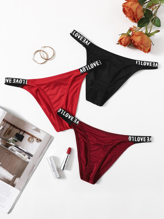 3pack Letter Graphic Panty Set
