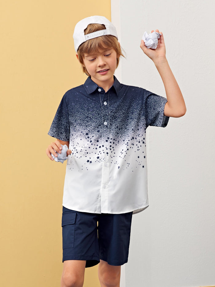 Boys Star Print Ombre Shirt