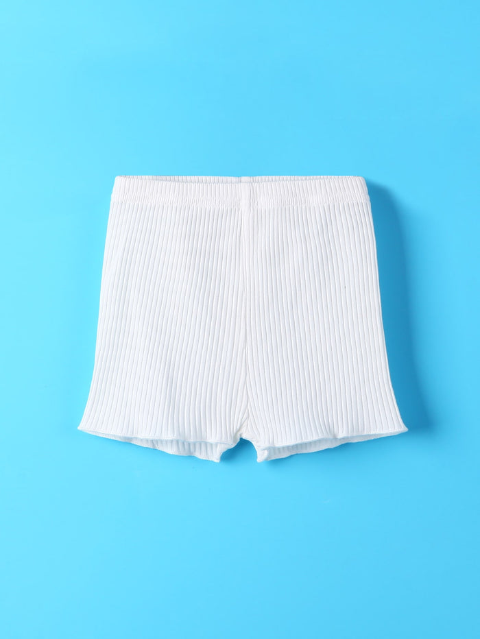 Toddler Girls Solid Rib-Knit Shorts