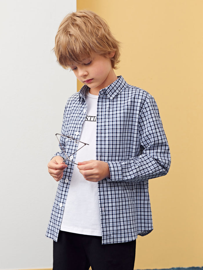 Boys Plaid Pattern Shirt