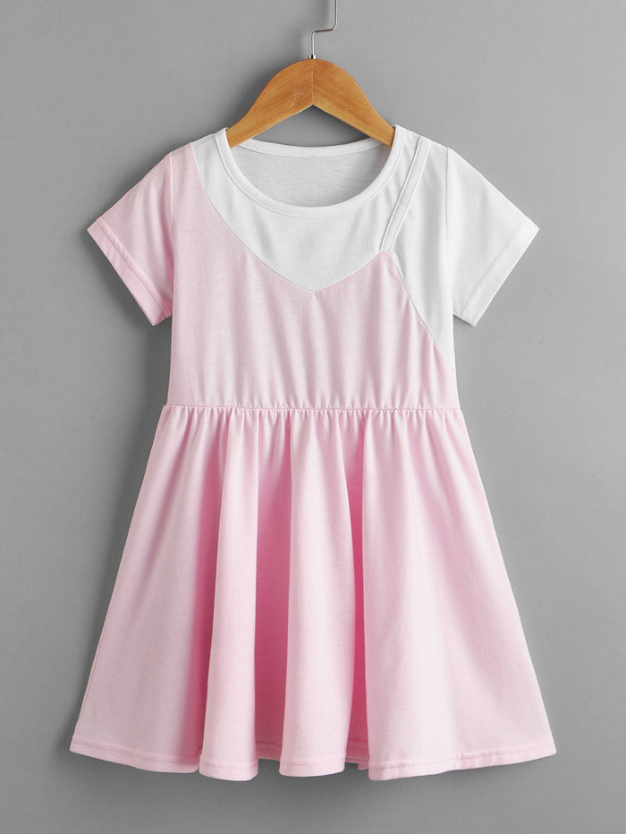 Toddler Girls Contrast Panel A-line Dress