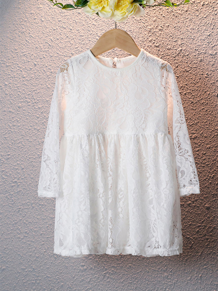 Toddler Girls Lace Keyhole Back Babydoll Dress