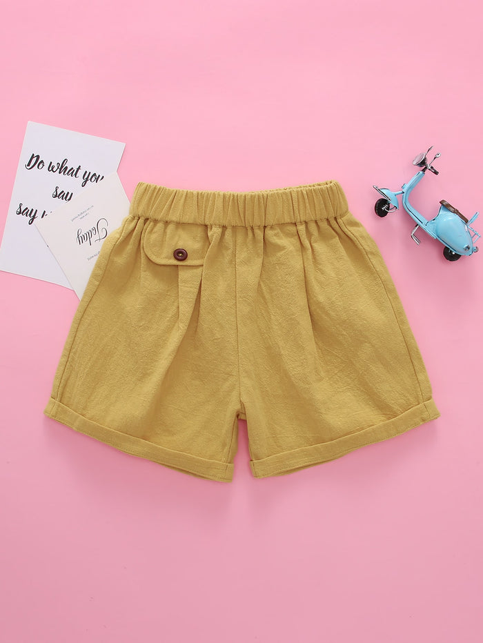 Toddler Girls Button Elastic Waist Shorts