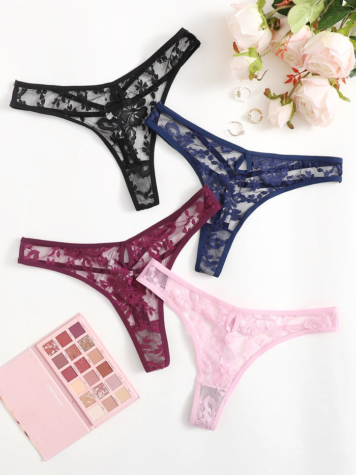 4pack Floral Lace Panty Set