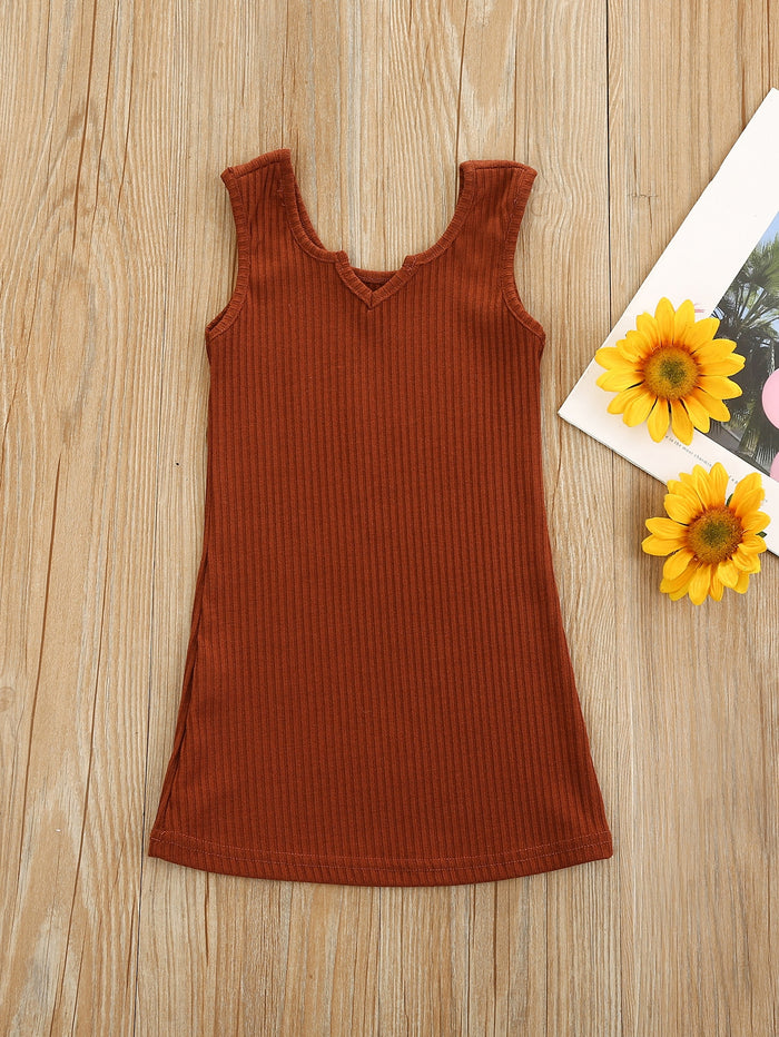 Toddler Girls Solid Ribbed Tank Dress