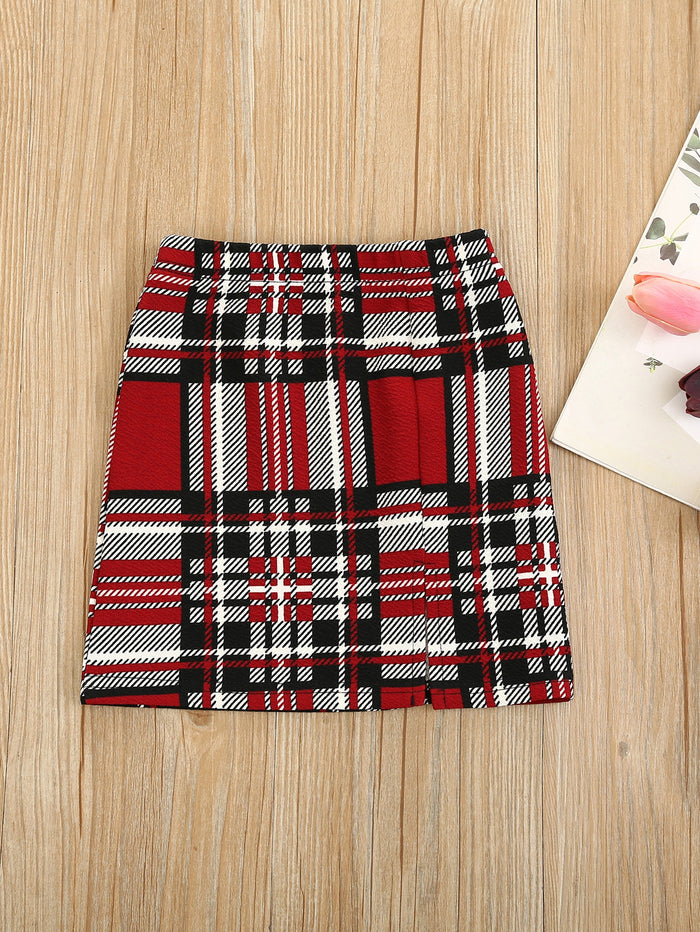 Toddler Girls Plaid Split Hem Skirt Multicolor
