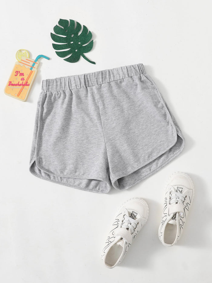 Girls Solid Track Shorts Light Grey