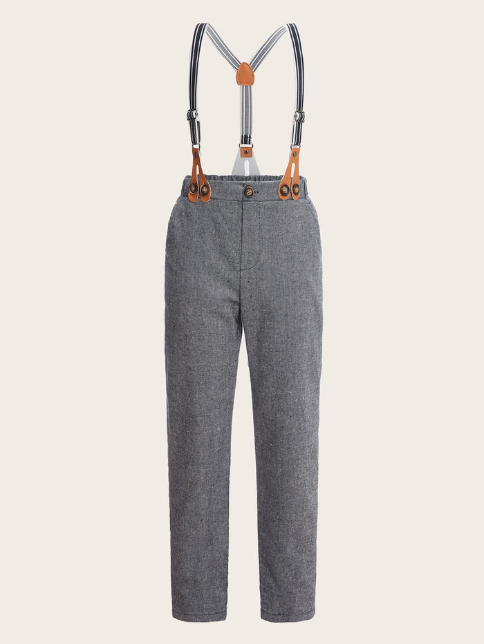 Boys Solid Pants With Removable Straps