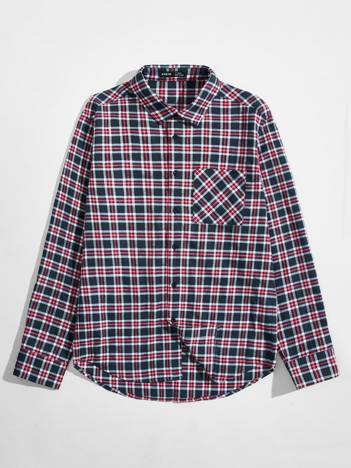 Men Plaid Single Breasted Shirt