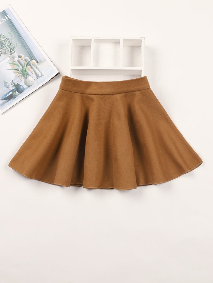 Girls Zipper Detail Flared Skirt