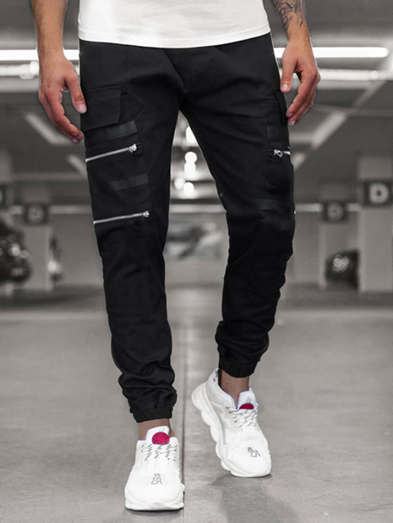 Zip Hem Cargo Trouser - Black | Mens Bottoms | Shop Cargo Trousers at  CERNUCCI.COM – Cernucci