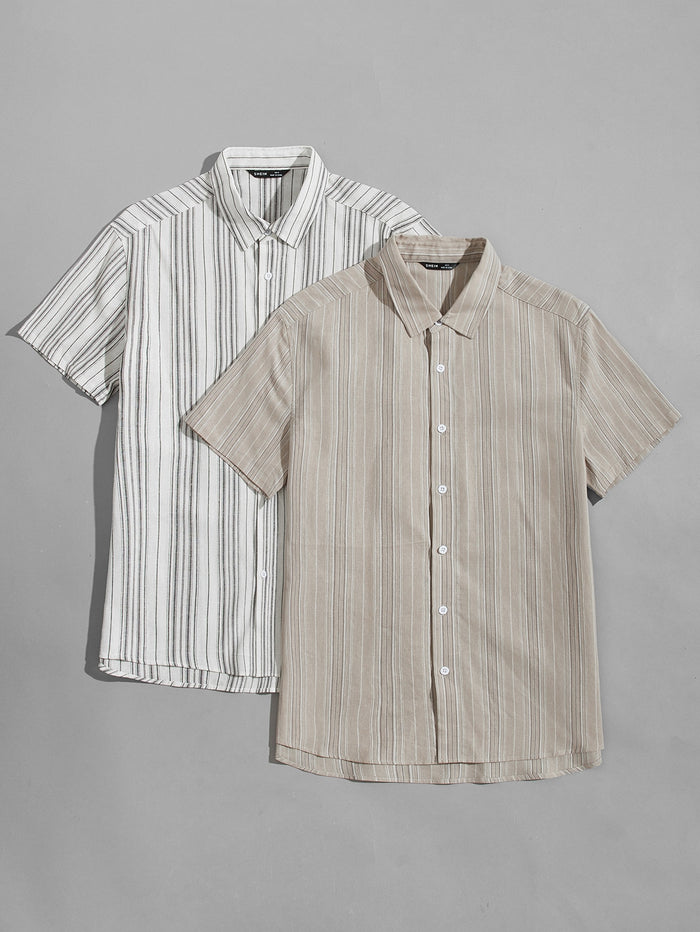 Men 2 Pack Striped Print Shirt