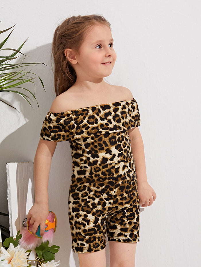 Toddler Girls Ruffle Trim Leopard Romper