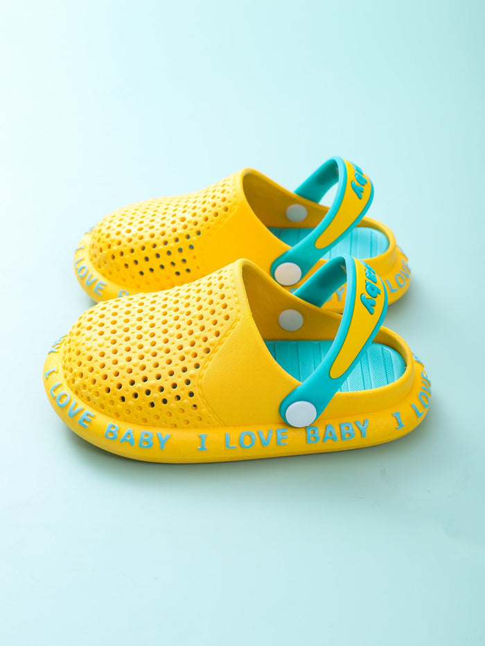 Toddler Girls Letter Graphic Hollow Out Sandals Yellow