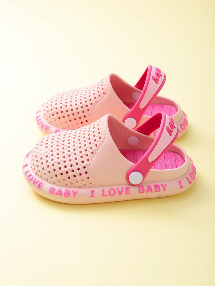Toddler Girls Letter Graphic Hollow Out Sandals Pink