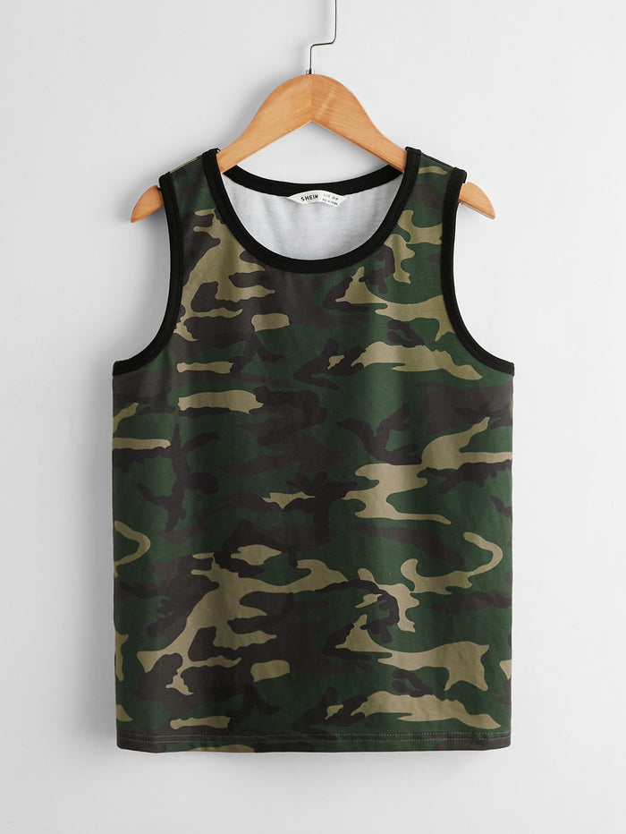 Boys Camo Ringer Tank Top