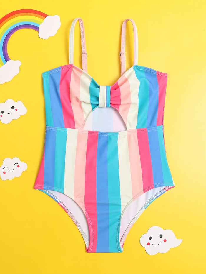 Toddler Girls Colorful Striped One Piece Swimsuit