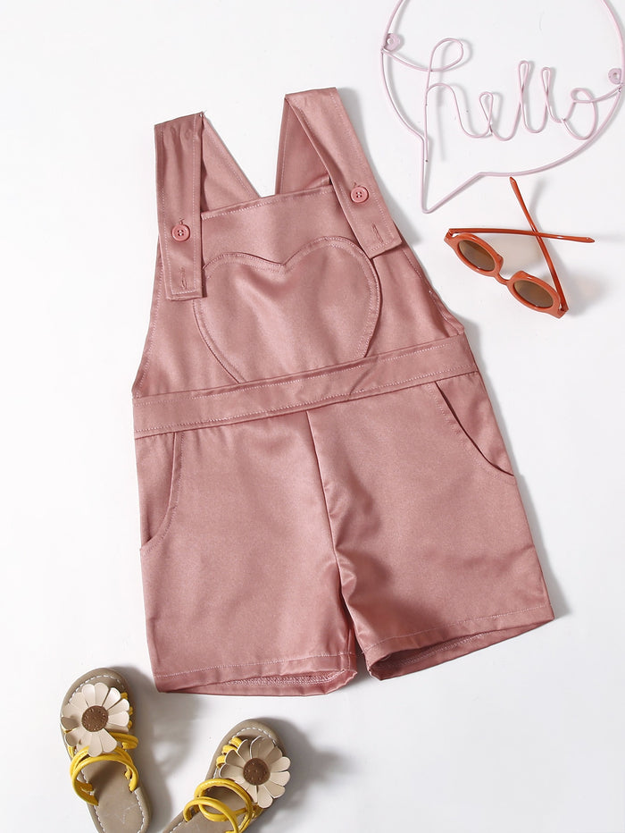 Toddler Girls Heart Patched Overall Romper