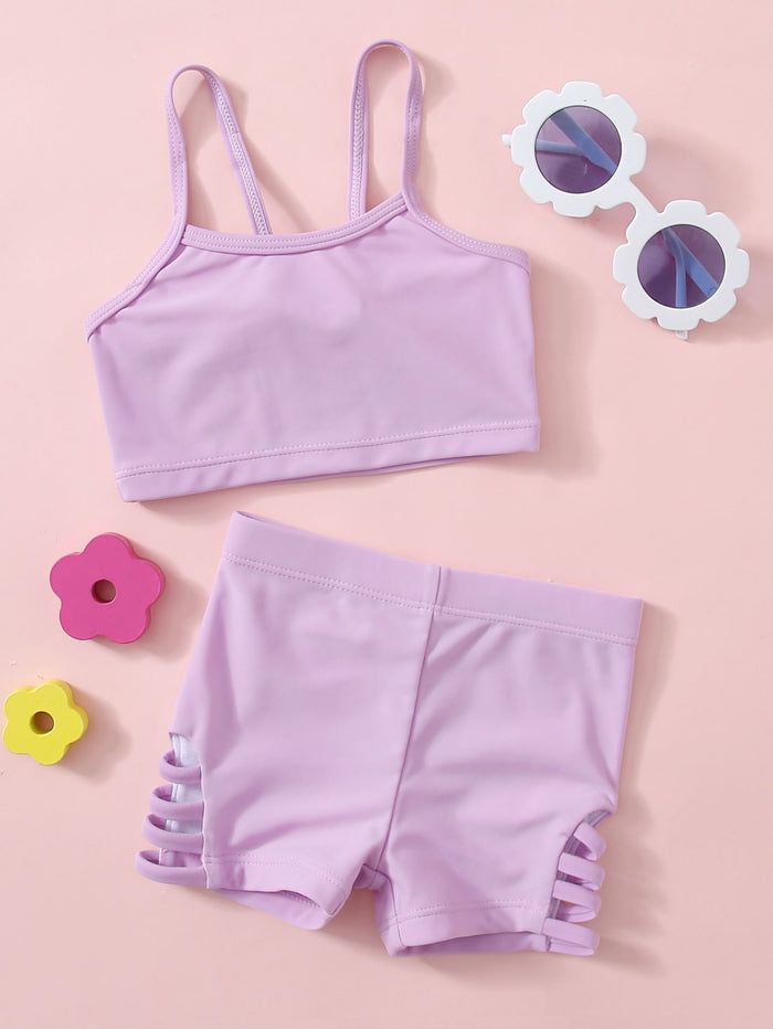 Toddler Girls Cut-out Shorts Bikini Swimsuit