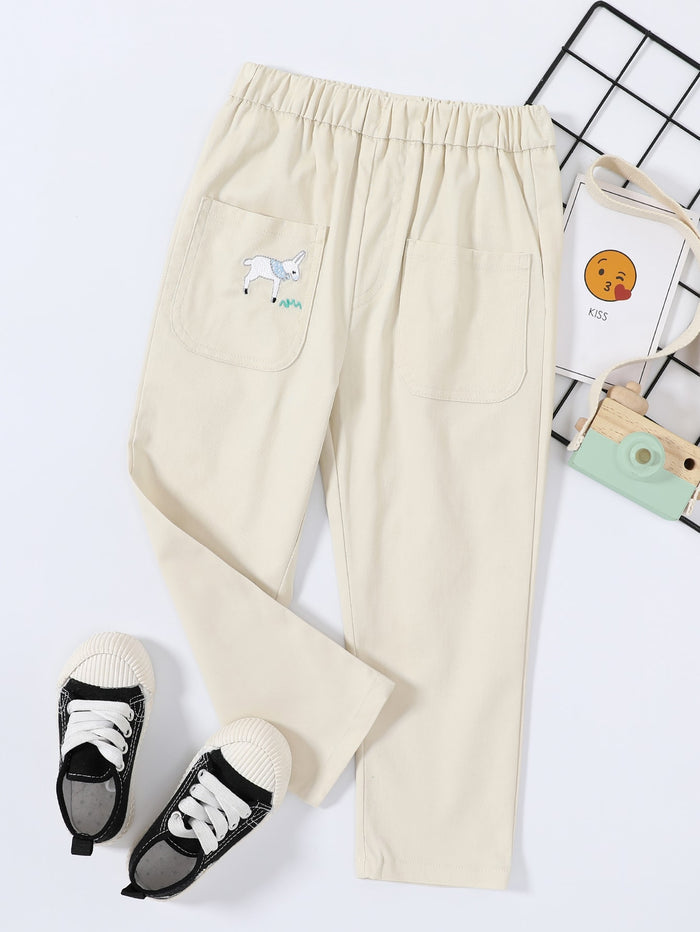 Toddler Girls Cartoon Embroidery Pants