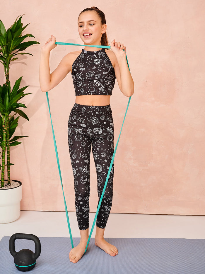Girls Graphic Print Camisole & Leggings Set