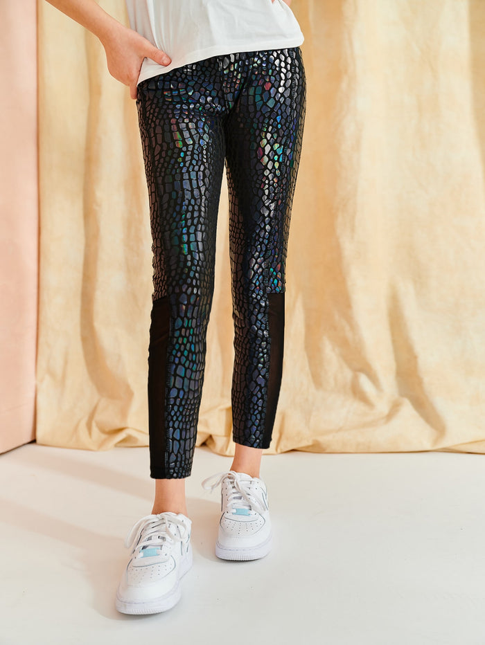 Girls All Over Print Glitter Leggings